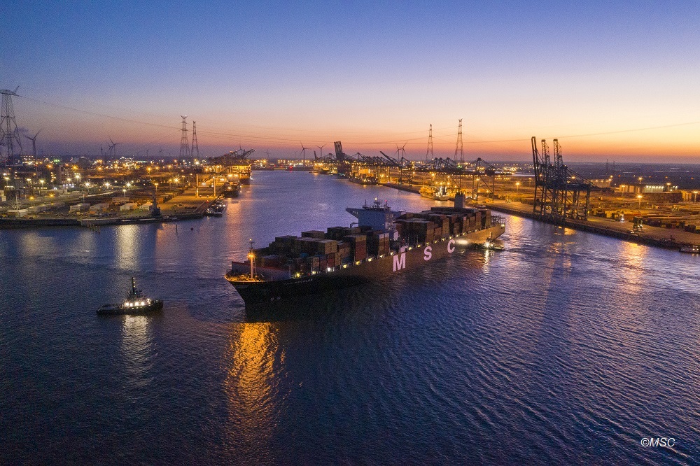 Port of Antwerp-Bruges at dusk